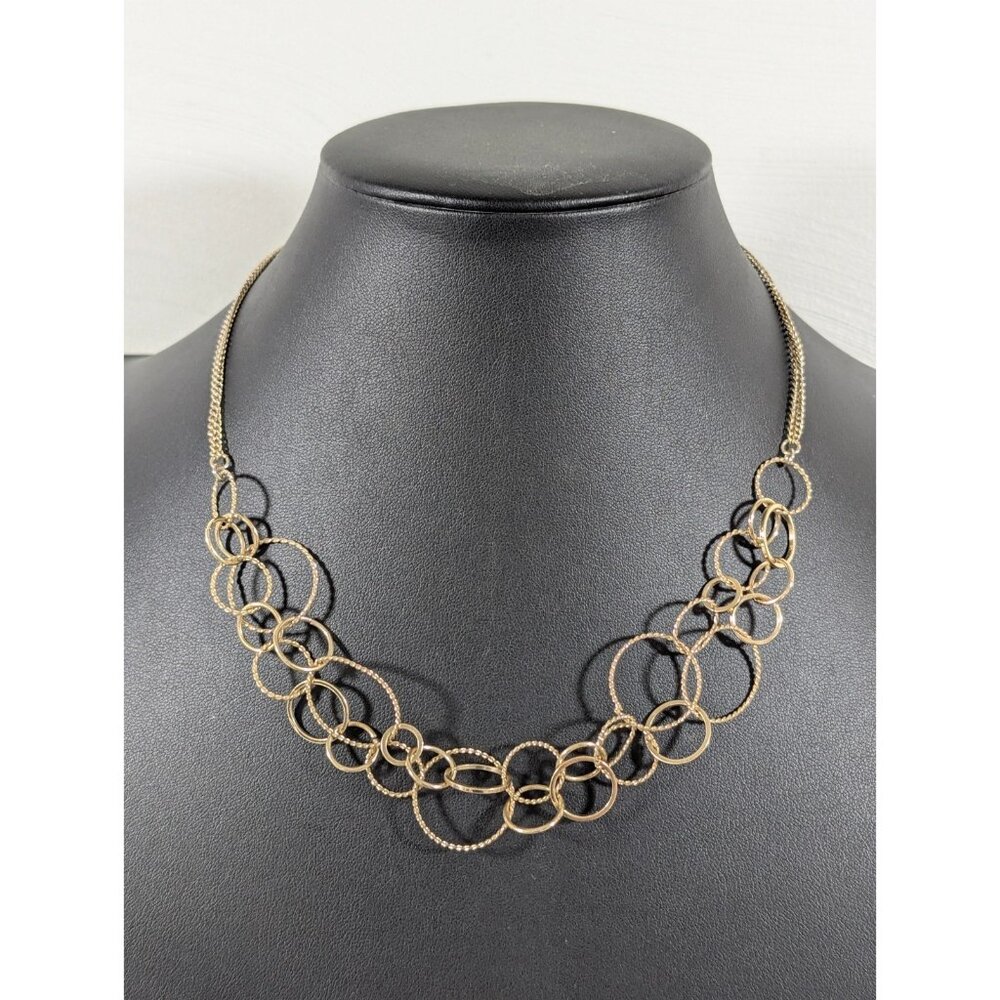 Liz Claiborne Necklace Gold Circles Lightweight Link Collar Modern‎ Chic Light